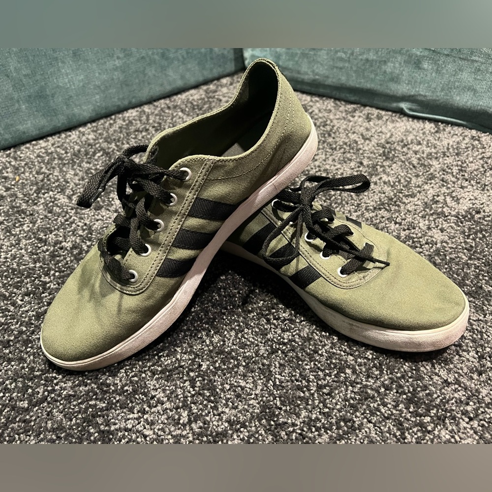 Men’s olive green Adidas canvas shoes size 10.5